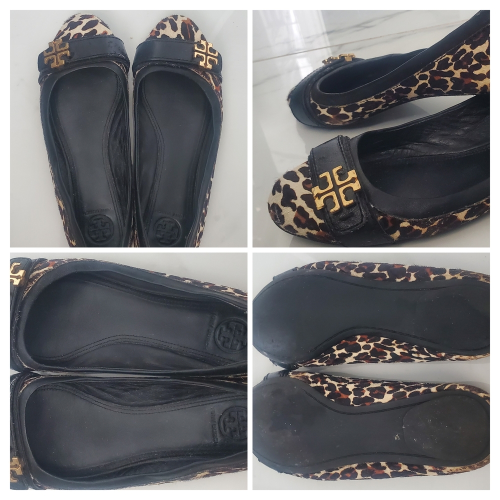 Tory Burch Brown and Gold Flats